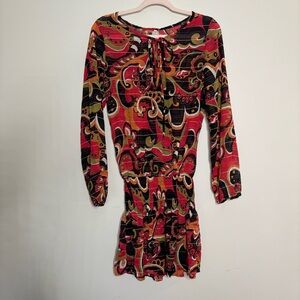 The House St Barth Silk Elegant Paisley Long Sleeve Dress